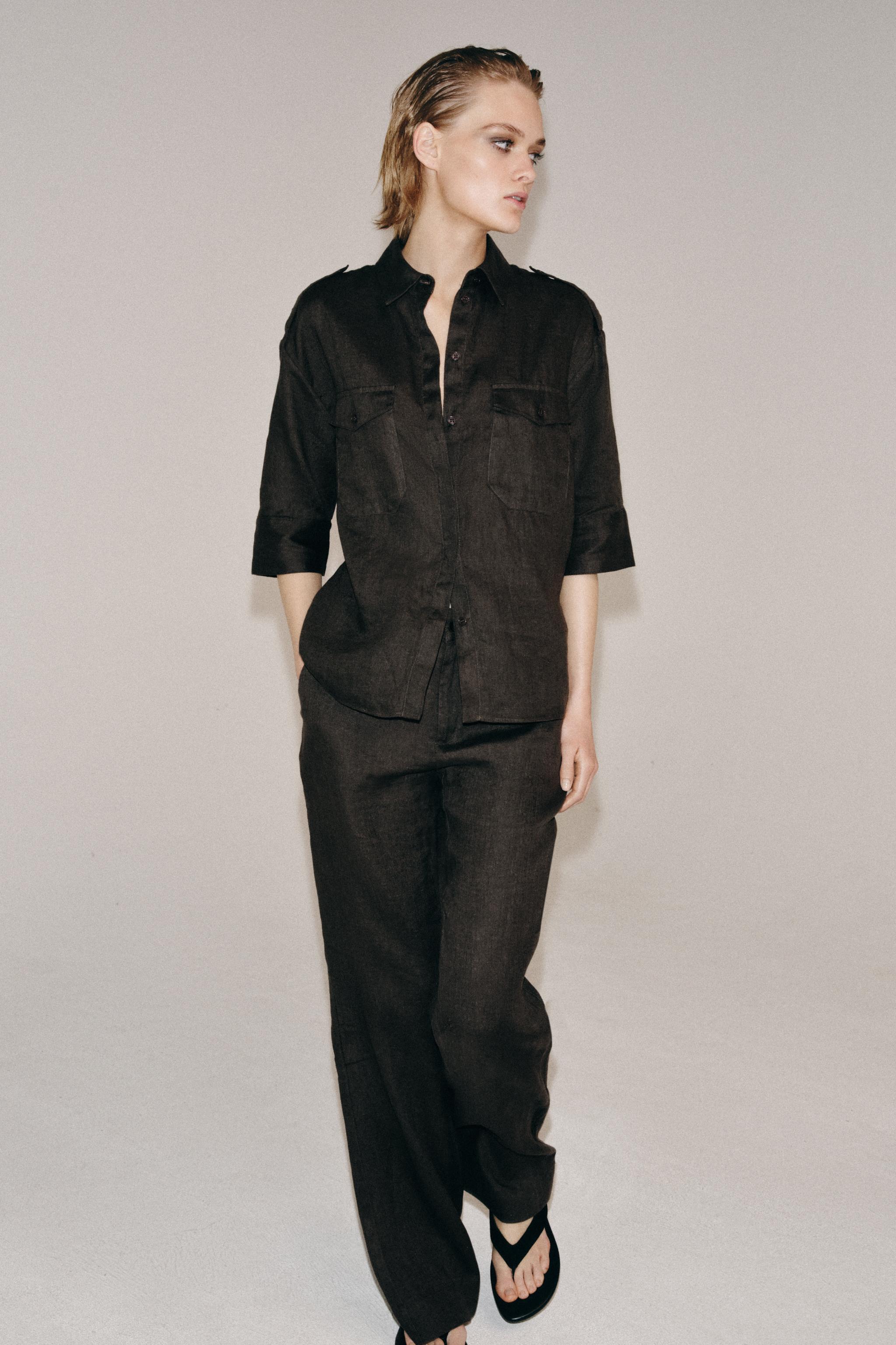 ZW COLLECTION LINEN POCKET SHIRT
